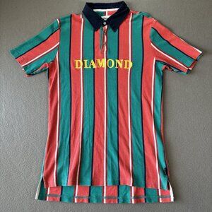 Diamond Supply Co Rugby Polo Shirt Embroidered Logo Mens M Skateboard Colourful